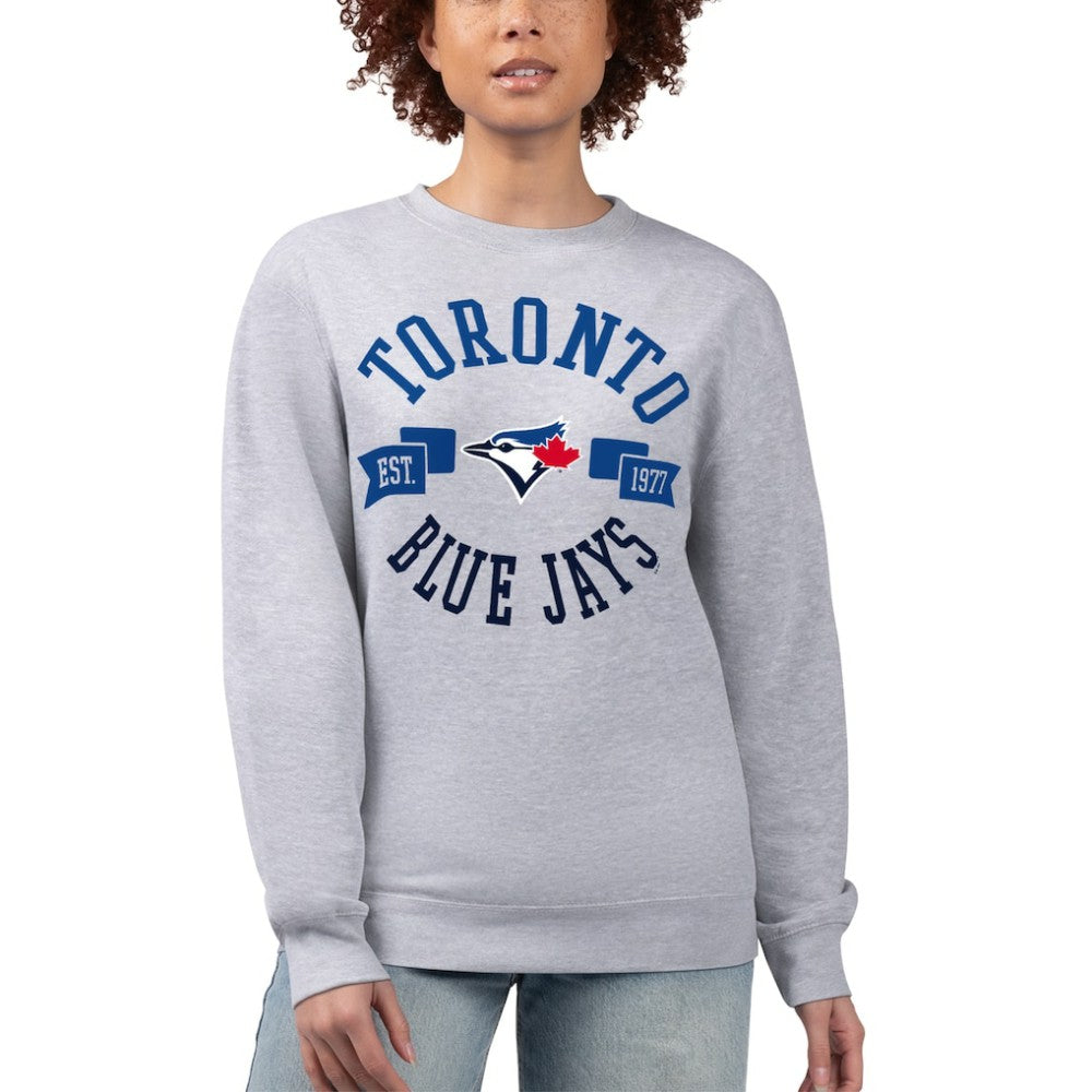 Toronto Blue Jays G-III 4Her by Carl Banks Women's Team Logo Fleece Pullover Sweatshirt - Heather Gray Pullover