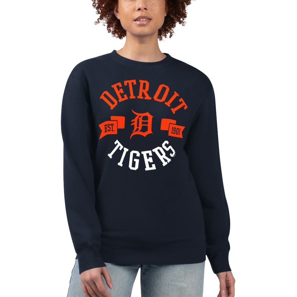 Detroit Tigers G-III 4Her by Carl Banks Women's Team Logo Fleece Pullover Sweatshirt - Navy Pullover