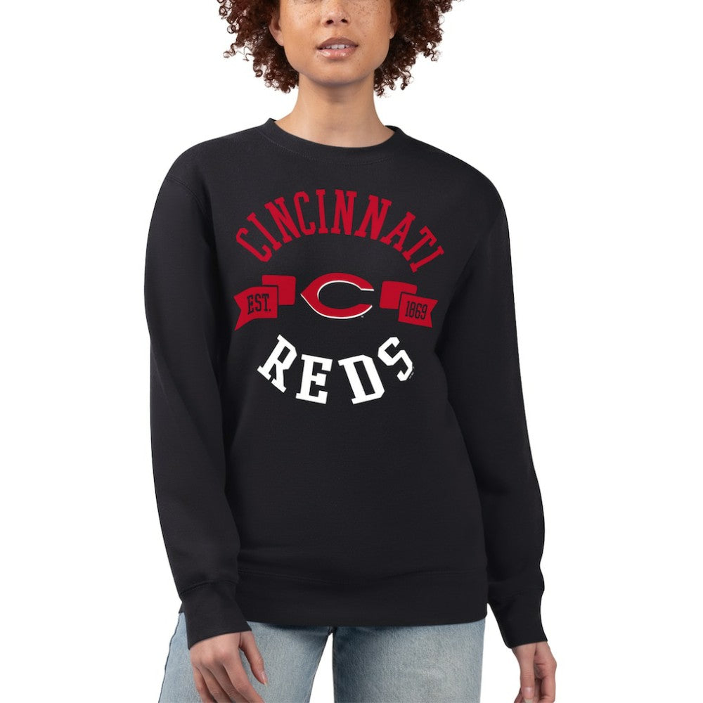 Cincinnati Reds G-III 4Her by Carl Banks Women's Team Logo Fleece Pullover Sweatshirt - Black Pullover