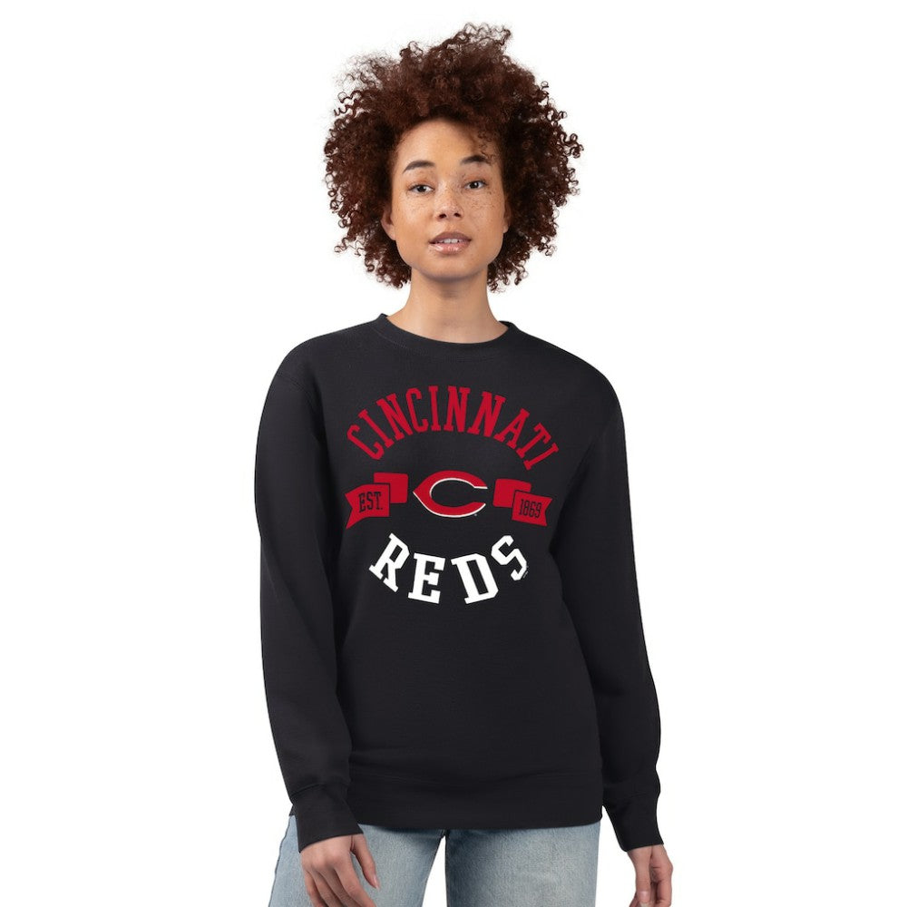 Cincinnati Reds G-III 4Her by Carl Banks Women's Team Logo Fleece Pullover Sweatshirt - Black Pullover