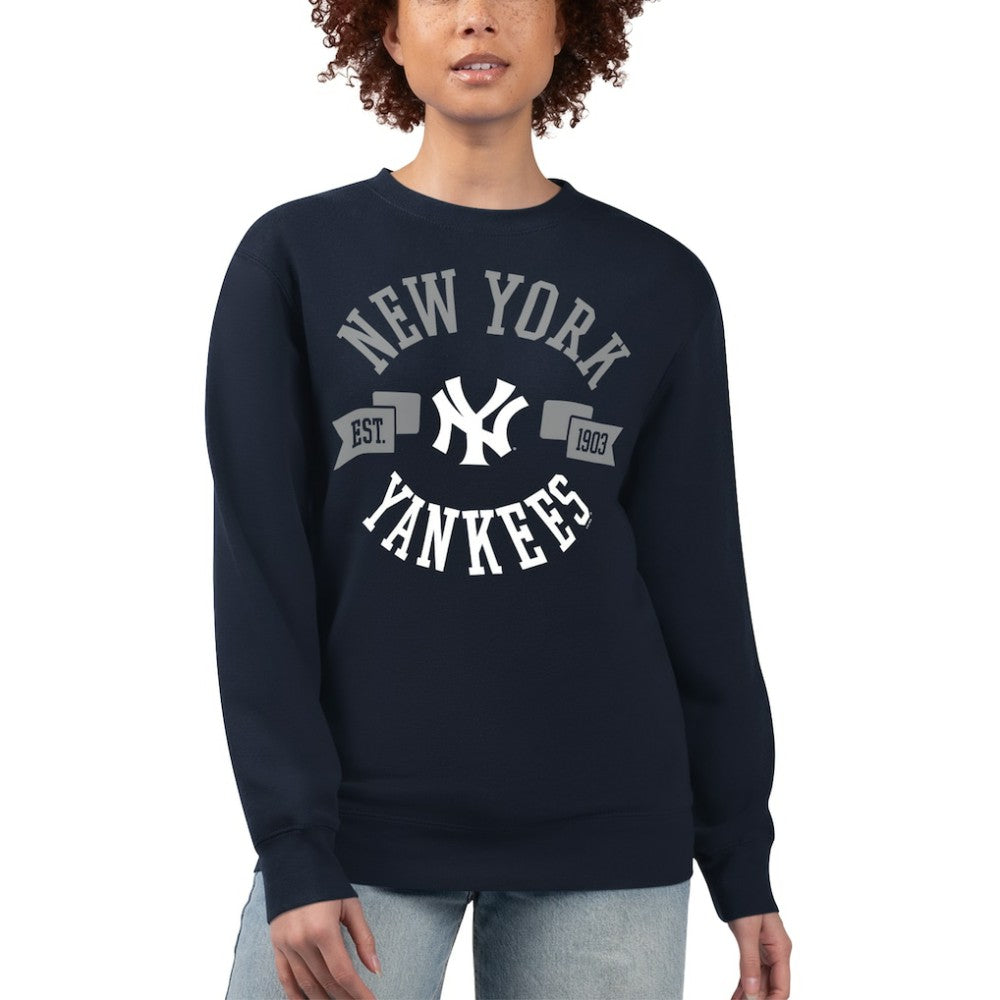 New York Yankees G-III 4Her by Carl Banks Women's Team Logo Fleece Pullover Sweatshirt - Navy Pullover