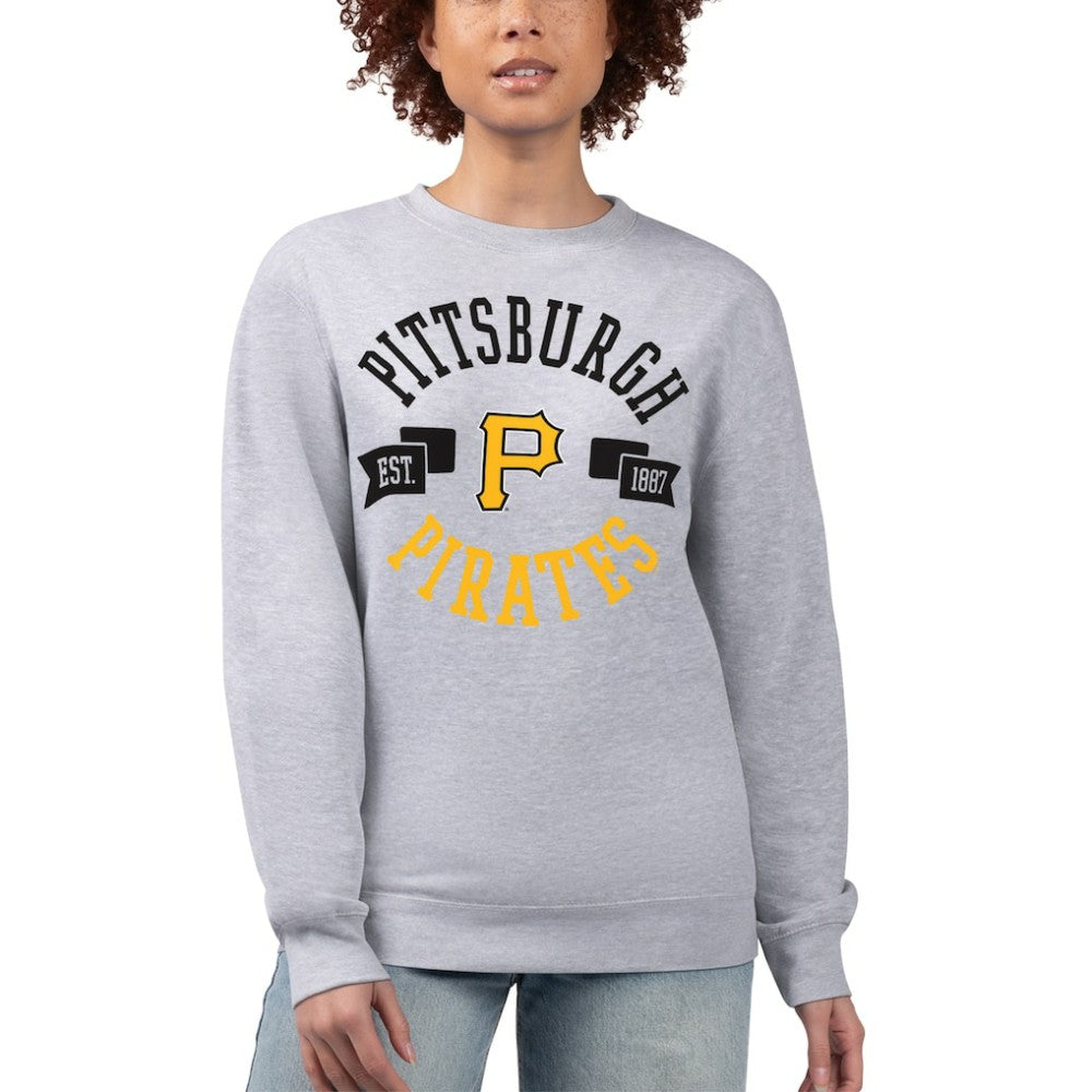 Pittsburgh Pirates G-III 4Her by Carl Banks Women's Team Logo Fleece Pullover Sweatshirt - Heather Gray Pullover