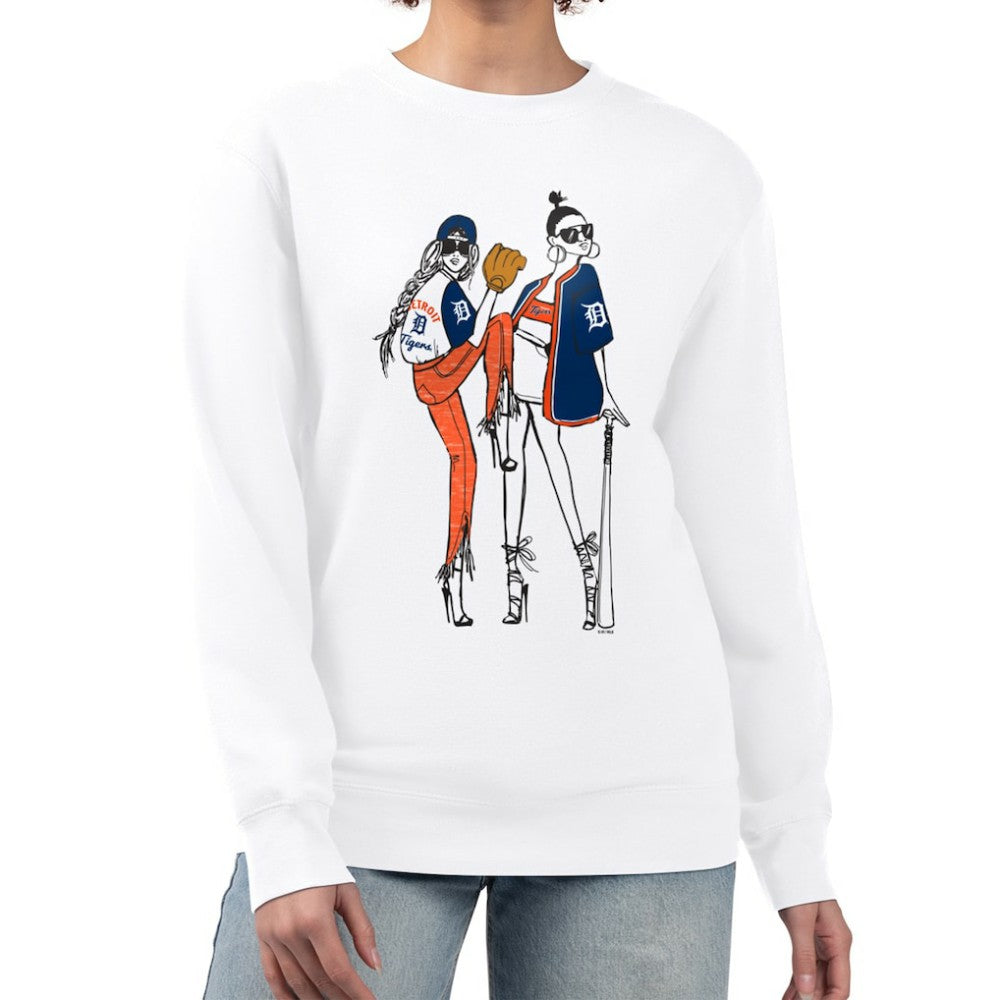 Detroit Tigers G-III 4Her by Carl Banks Women's Baseball Girls Fleece Pullover Sweatshirt - White Pullover