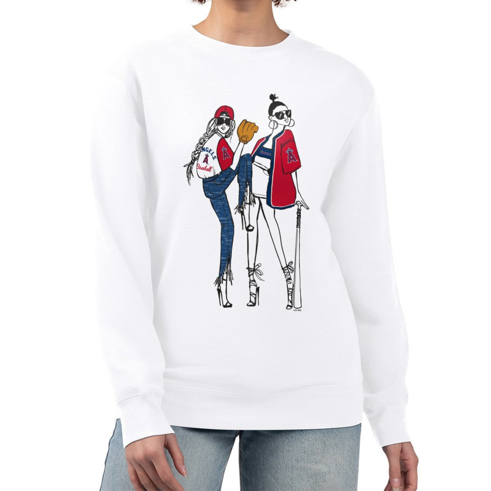 Los Angeles Angels G-III 4Her by Carl Banks Women's Baseball Girls Fleece Pullover Sweatshirt - White Pullover