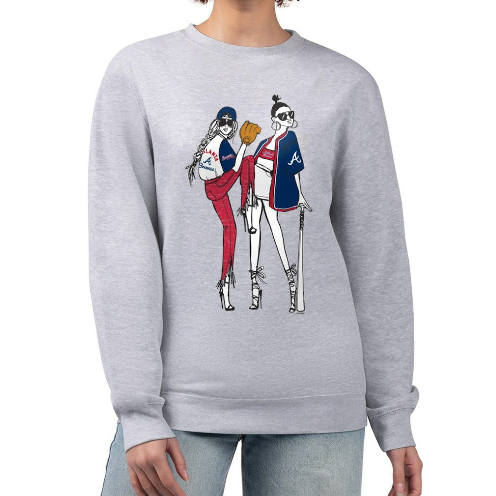 Atlanta Braves G-III 4Her by Carl Banks Women's Baseball Girls Fleece Pullover Sweatshirt - Heather Gray Pullover