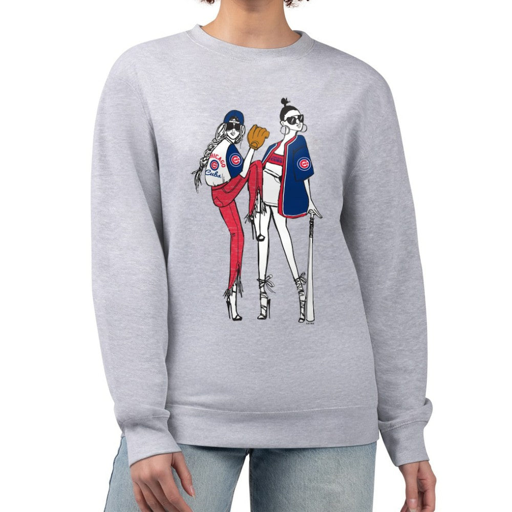 Chicago Cubs G-III 4Her by Carl Banks Women's Baseball Girls Fleece Pullover Sweatshirt - Heather Gray Pullover