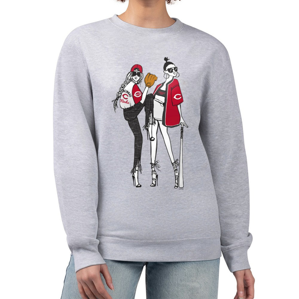 Cincinnati Reds G-III 4Her by Carl Banks Women's Baseball Girls Fleece Pullover Sweatshirt - Heather Gray Pullover