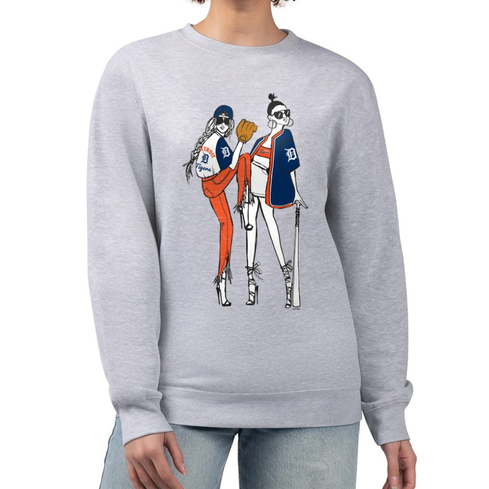 Detroit Tigers G-III 4Her by Carl Banks Women's Baseball Girls Fleece Pullover Sweatshirt - Heather Gray Pullover