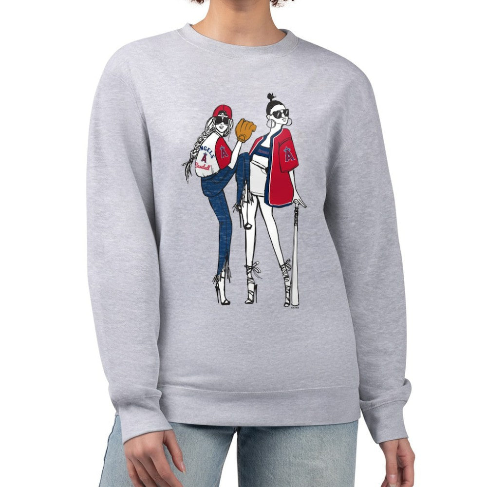Los Angeles Angels G-III 4Her by Carl Banks Women's Baseball Girls Fleece Pullover Sweatshirt - Heather Gray Pullover