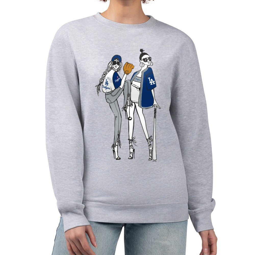 Los Angeles Dodgers G-III 4Her by Carl Banks Women's Baseball Girls Fleece Pullover Sweatshirt - Heather Gray Pullover