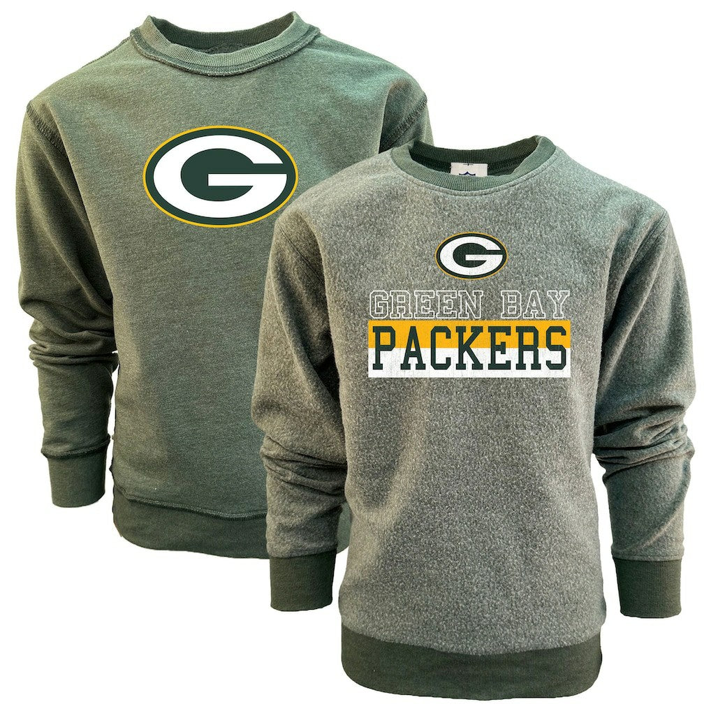 Green Bay Packers Wes & Willy Youth Reversible Fleece Pullover Sweatshirt - Green Pullover