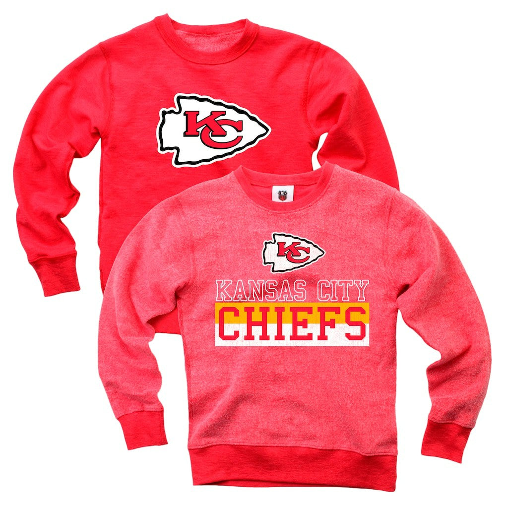 Kansas City Chiefs Wes & Willy Youth Reversible Fleece Pullover Sweatshirt - Red Pullover