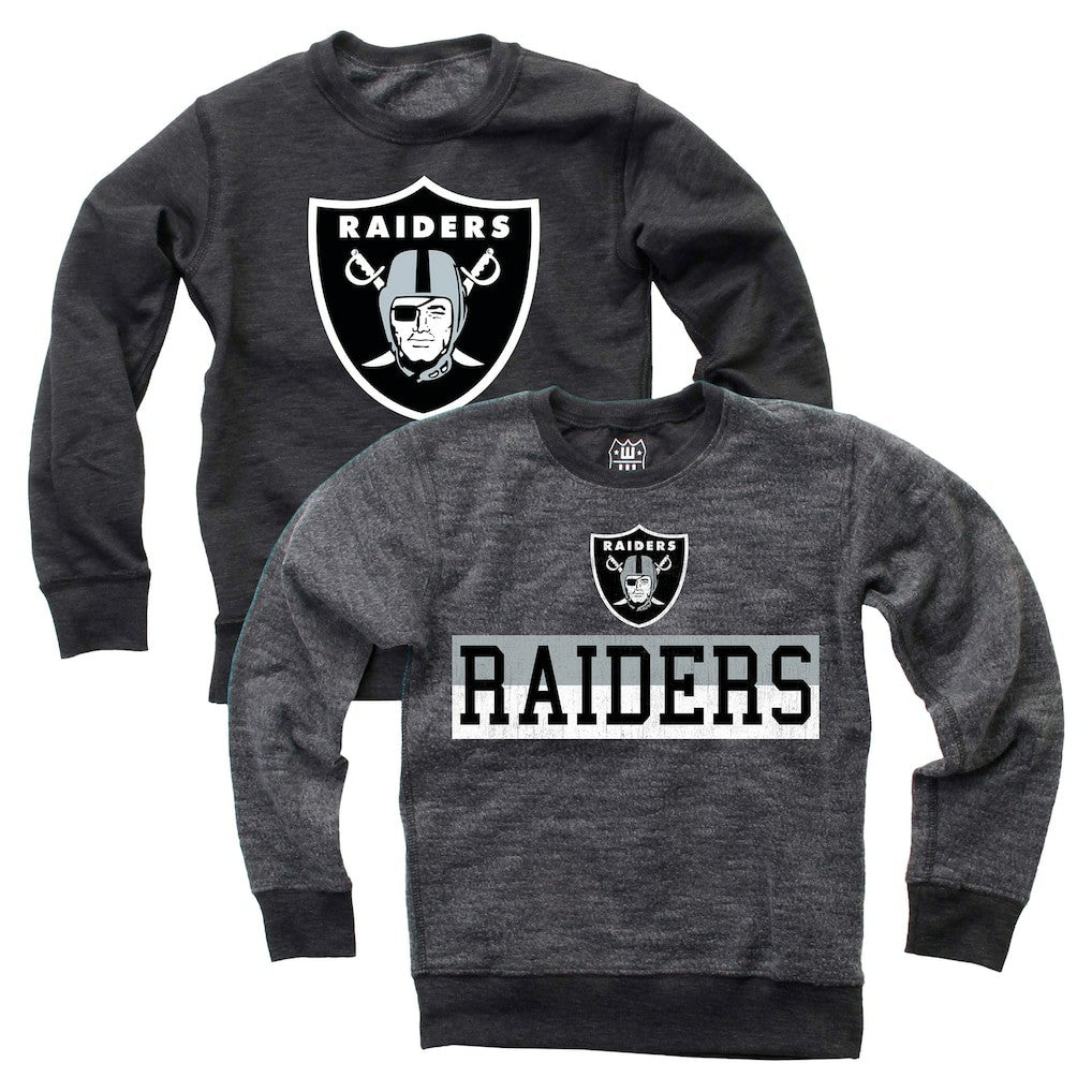 Las Vegas Raiders Wes & Willy Youth Reversible Fleece Pullover Sweatshirt - Black Pullover