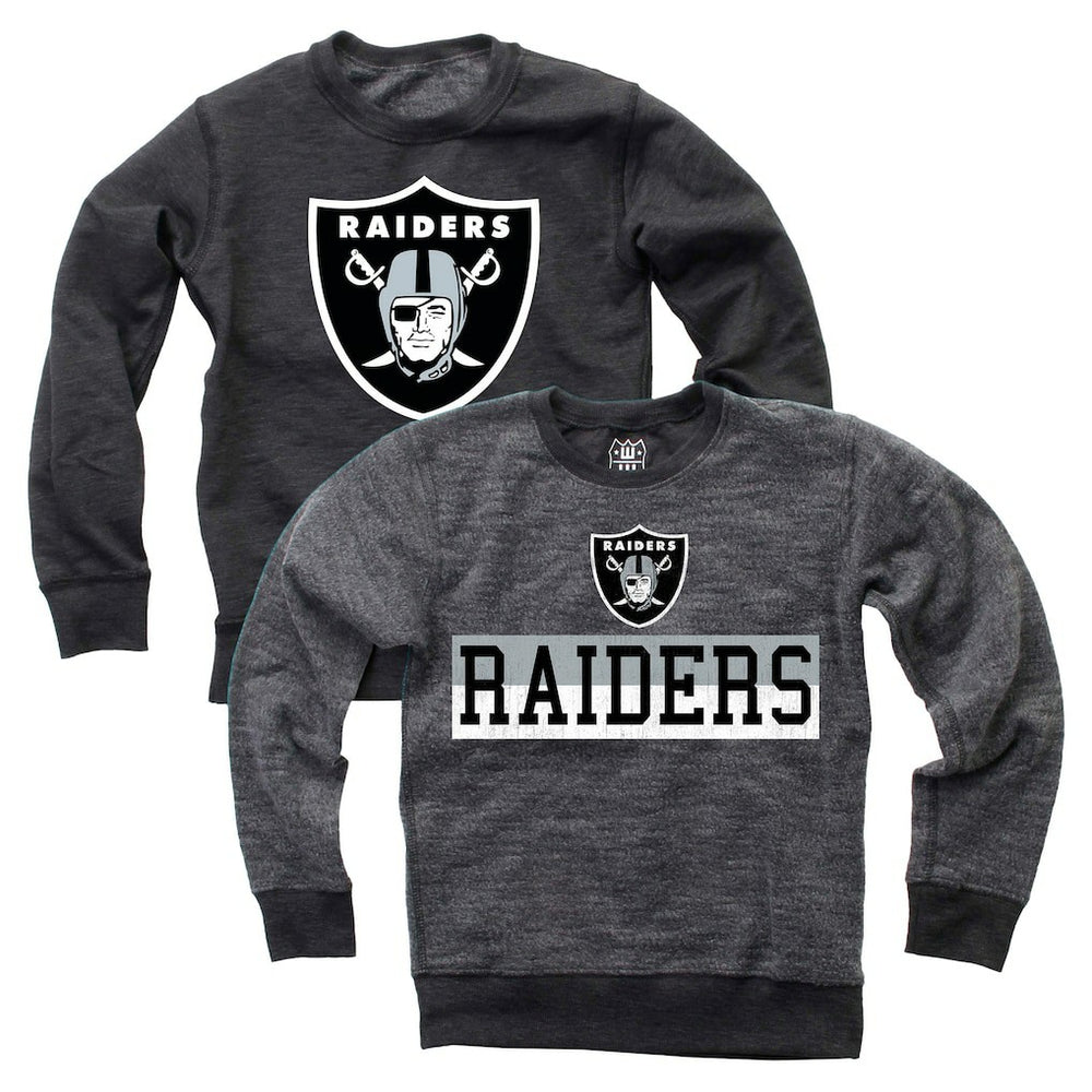 Las Vegas Raiders Wes & Willy Youth Reversible Fleece Pullover Sweatshirt - Black Pullover