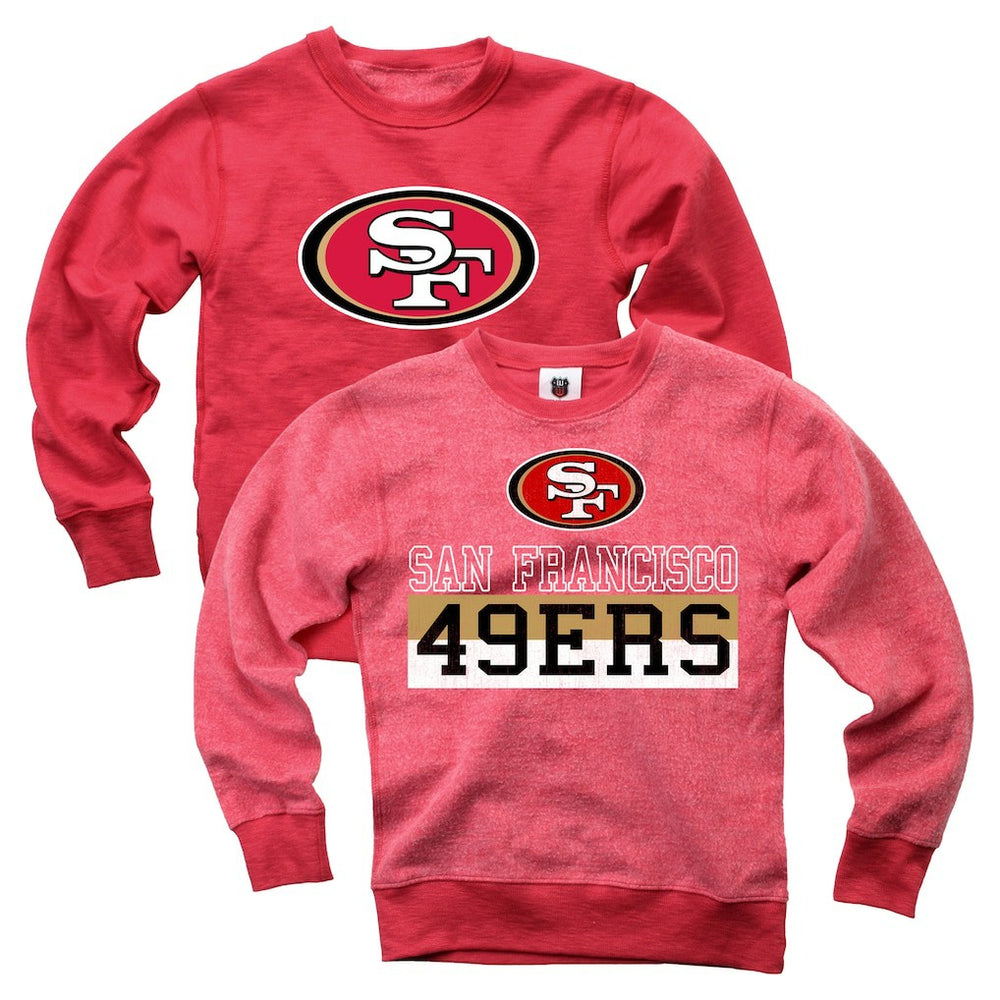 San Francisco 49ers Wes & Willy Youth Reversible Fleece Pullover Sweatshirt - Scarlet Pullover
