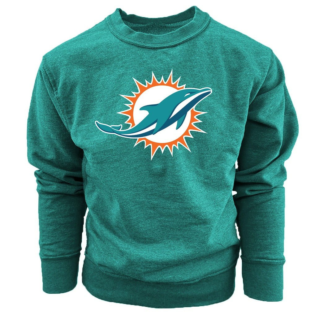 Miami Dolphins Wes & Willy Youth Reversible Fleece Pullover Sweatshirt - Aqua Pullover