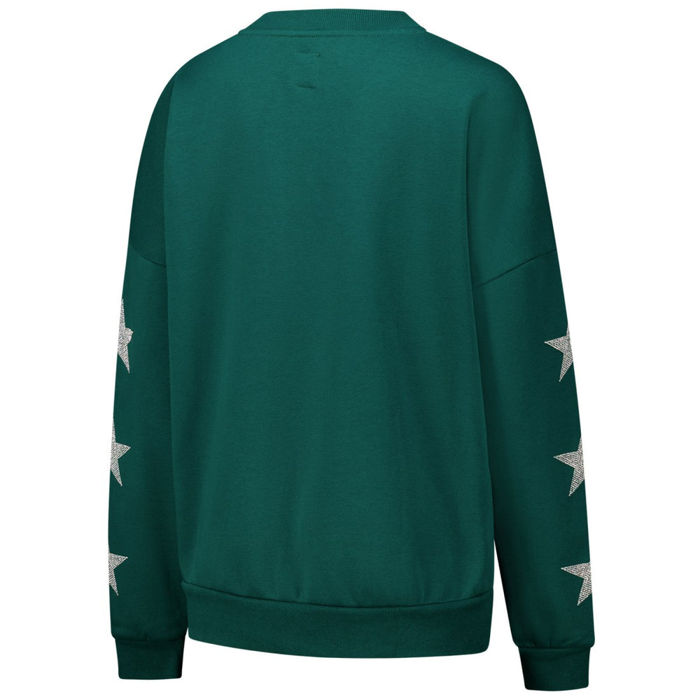 Green Bay Packers Gameday Couture Women's Rhinestone Star Sleeve Settle the Score Oversized Pullover Sweatshirt - Green Pullover