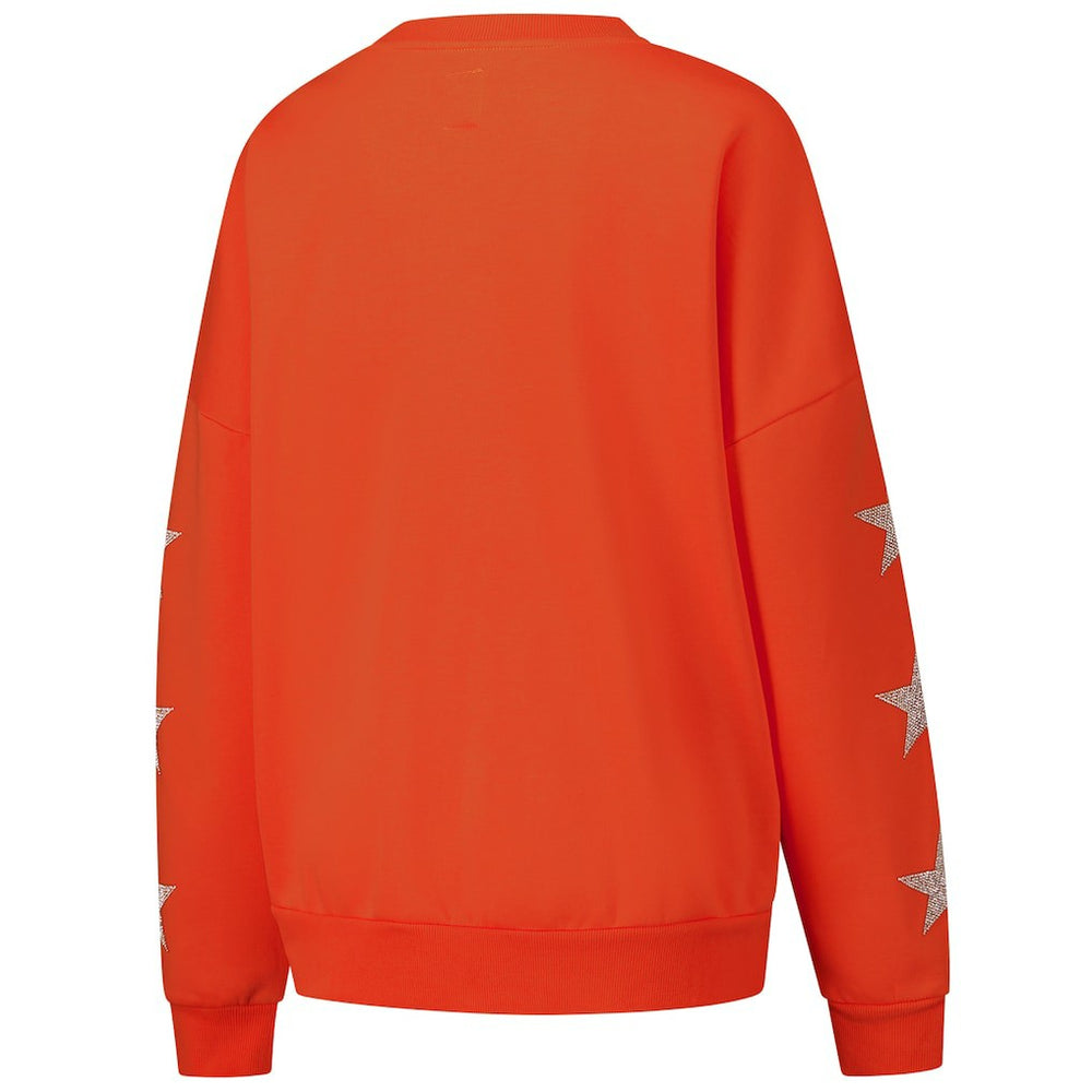Cleveland Browns Gameday Couture Women's Rhinestone Star Sleeve Settle the Score Oversized Pullover Sweatshirt - Orange Pullover