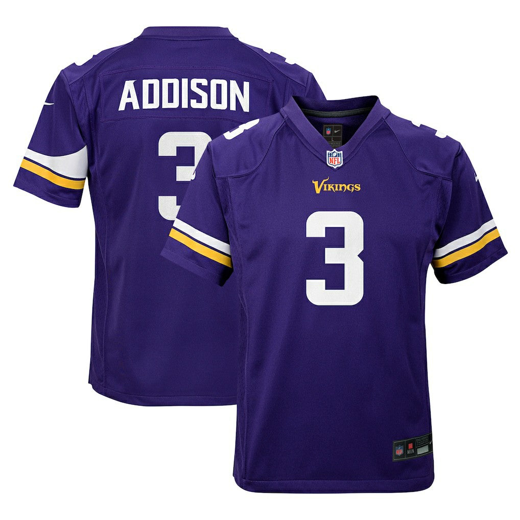 Jordan Addison Minnesota Vikings Youth Game Jersey - Purple Jerseys