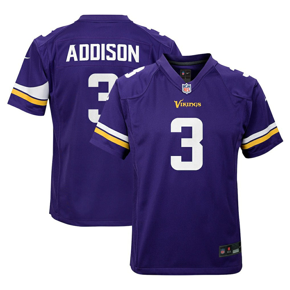 Jordan Addison Minnesota Vikings Youth Game Jersey - Purple Jerseys