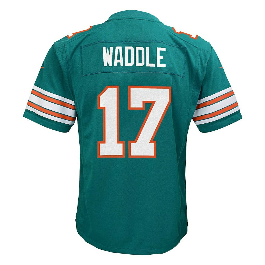 Jaylen Waddle Miami Dolphins Youth Game Jersey - Aqua Jerseys