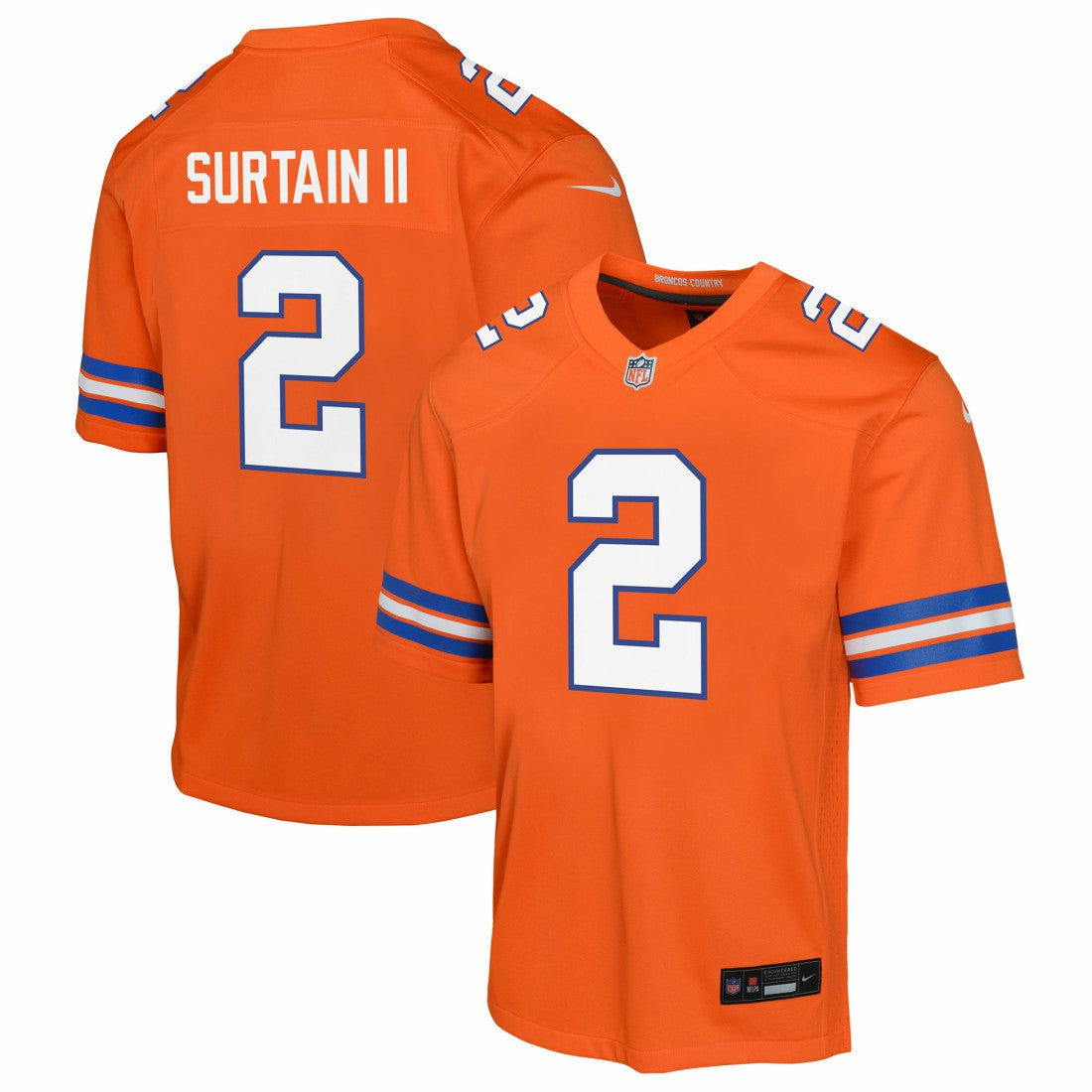 Patrick Surtain II Denver Broncos Youth Game Jersey - Orange Jerseys