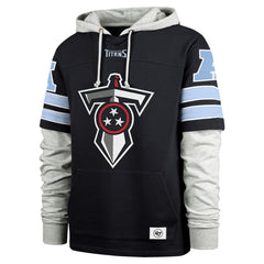 Tennessee Titans '47 Double Header Blitz Cornerback Pullover Hoodie - Navy Hoodies