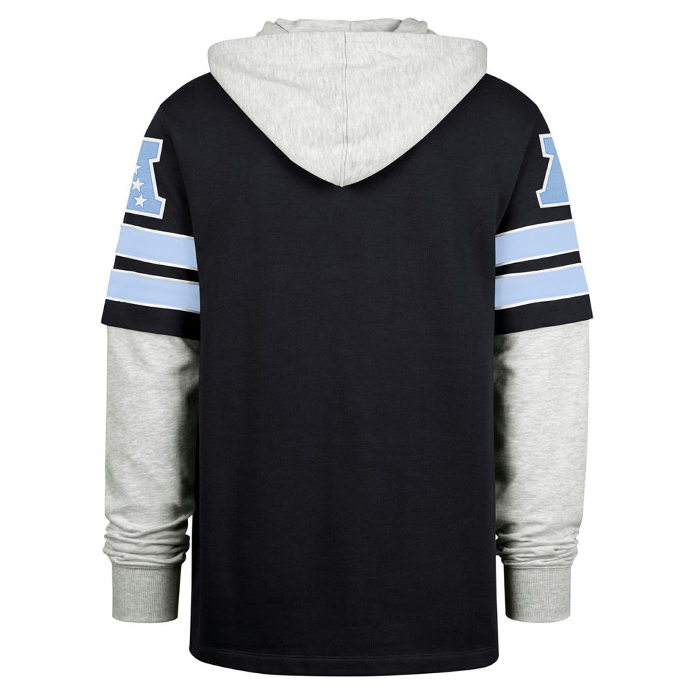 Tennessee Titans '47 Double Header Blitz Cornerback Pullover Hoodie - Navy Hoodies
