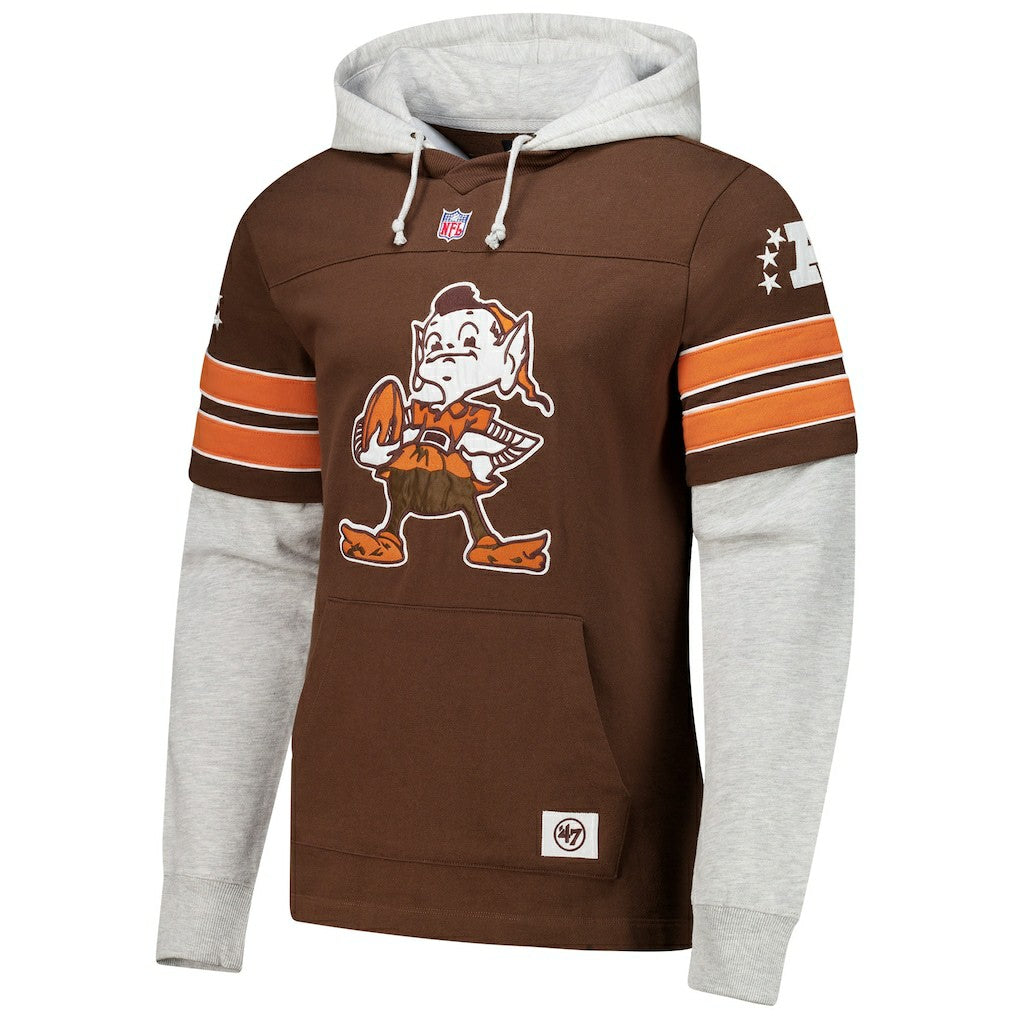 Cleveland Browns '47 Throwback Double Header Blitz Cornerback Hoodie - Brown Hoodies