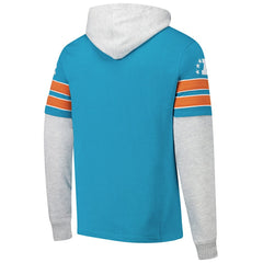 Miami Dolphins '47 Throwback Double Header Blitz Cornerback Hoodie - Aqua Hoodies