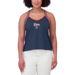 Atlanta Braves WEAR by Erin Andrews Women's Cross Strap Tank Top - Navy Tanks