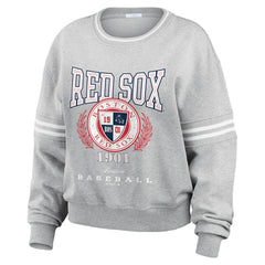 Boston Red Sox WEAR by Erin Andrews Women's Domestic Crest Pullover Sweatshirt - Heather Gray Pullover