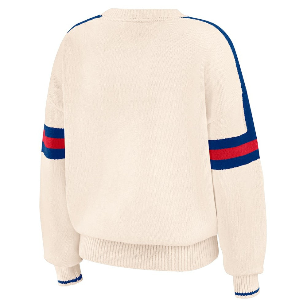 Chicago Cubs WEAR by Erin Andrews Women's Stripe Pullover Sweater - Cream Pullover