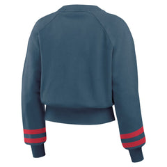 Cleveland Guardians WEAR by Erin Andrews Women's Vintage Washed Cropped Pullover Sweatshirt - Navy Pullover