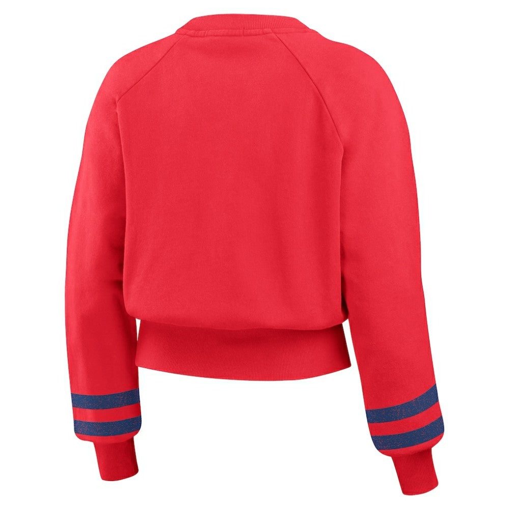 Philadelphia Phillies WEAR by Erin Andrews Women's Vintage Washed Cropped Pullover Sweatshirt - Red Pullover