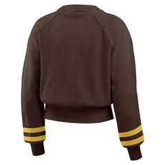 San Diego Padres WEAR by Erin Andrews Women's Vintage Washed Cropped Pullover Sweatshirt - Brown Pullover