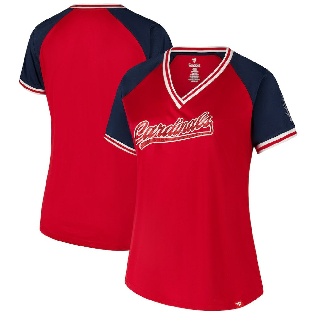 St. Louis Cardinals Profile Women's Plus Size Crossover V-Neck T-Shirt - Red T-shirts