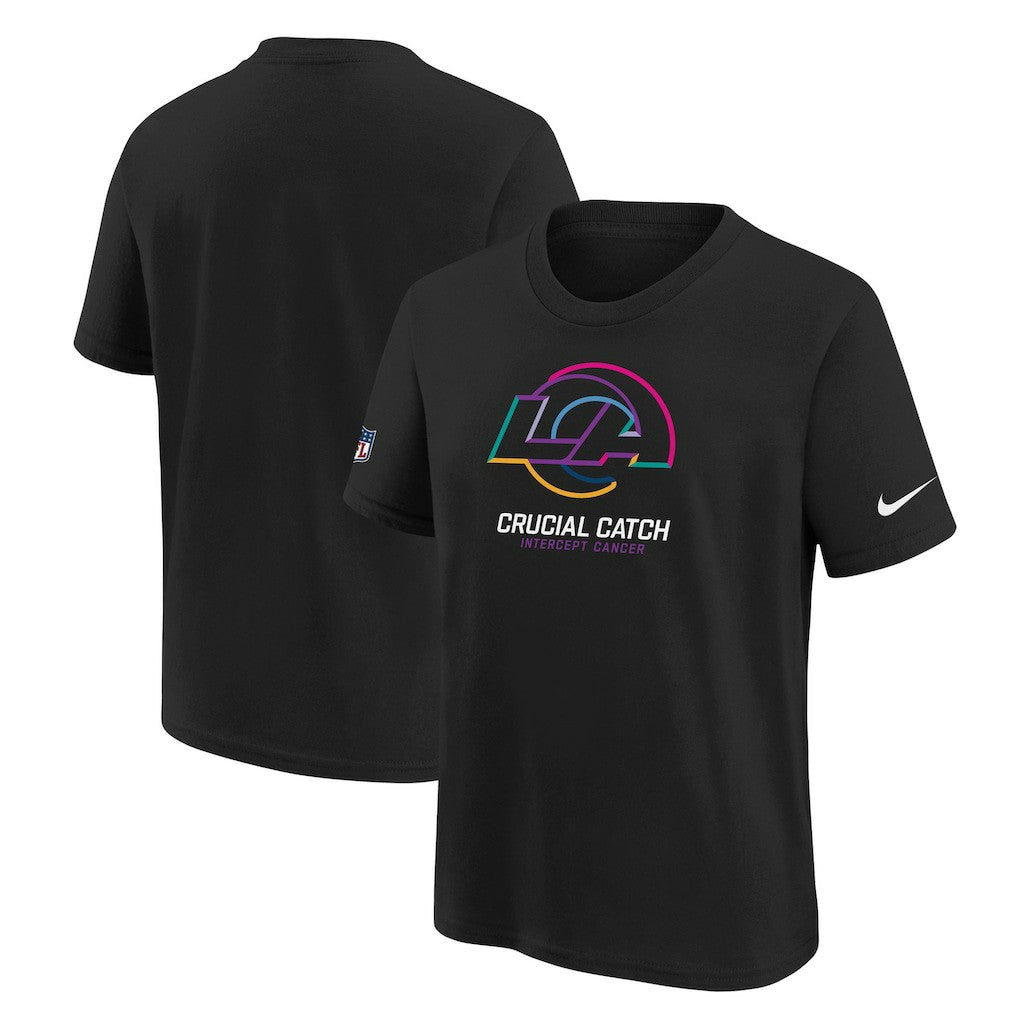Los Angeles Rams Youth 2024 NFL Crucial Catch T-Shirt - Black T-shirts