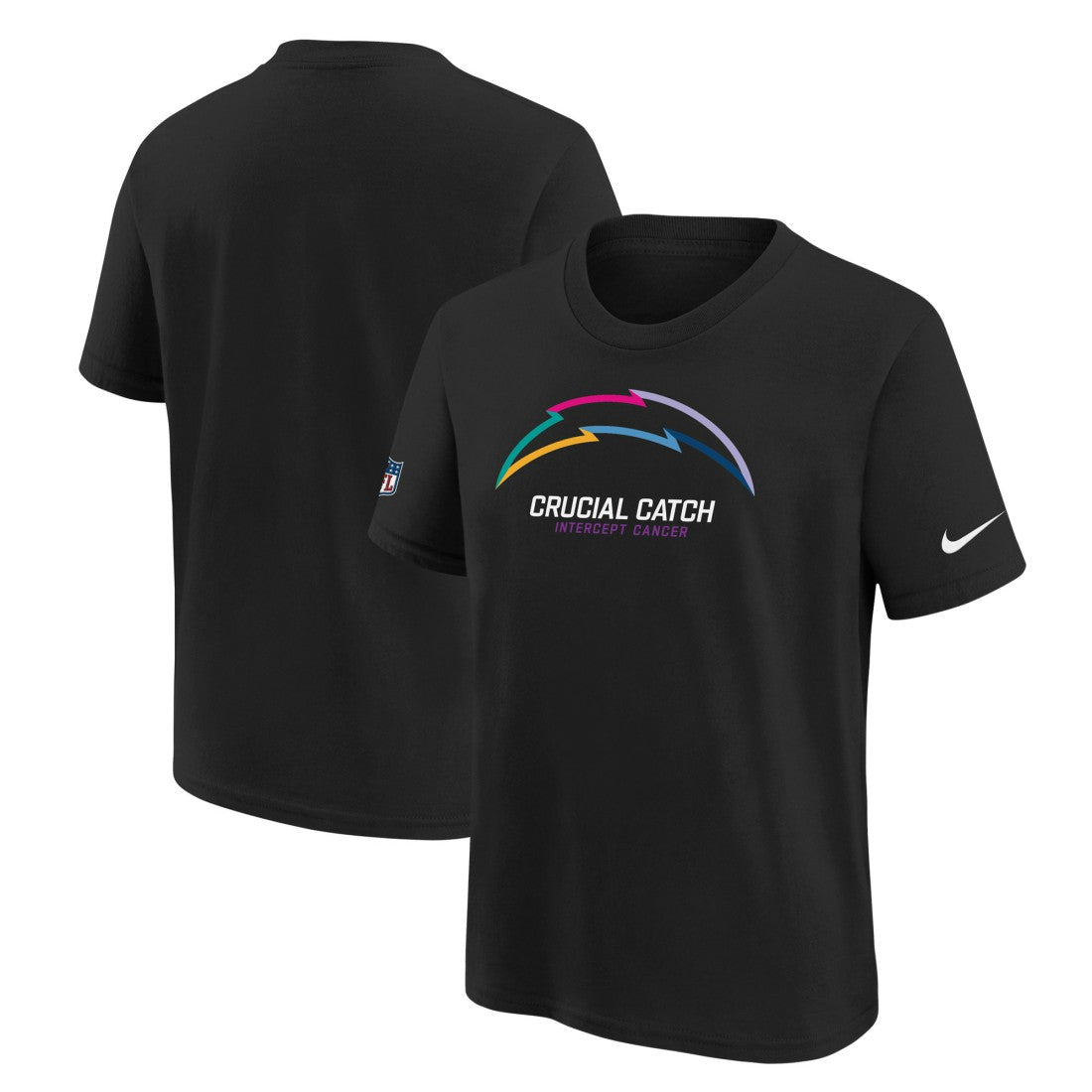 Los Angeles Chargers Youth 2024 NFL Crucial Catch T-Shirt - Black T-shirts