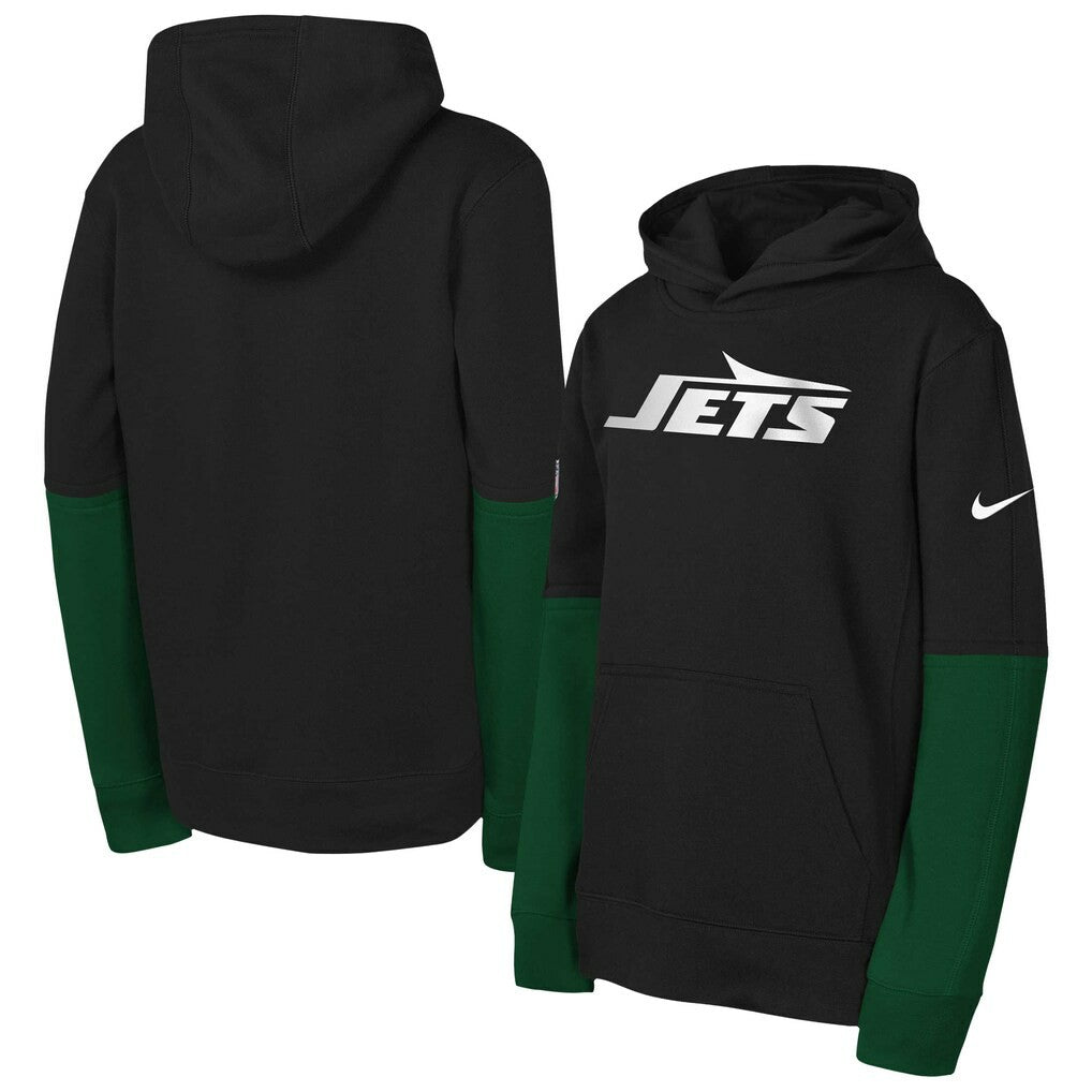New York Jets Youth Club Pullover Hoodie - Black Hoodies