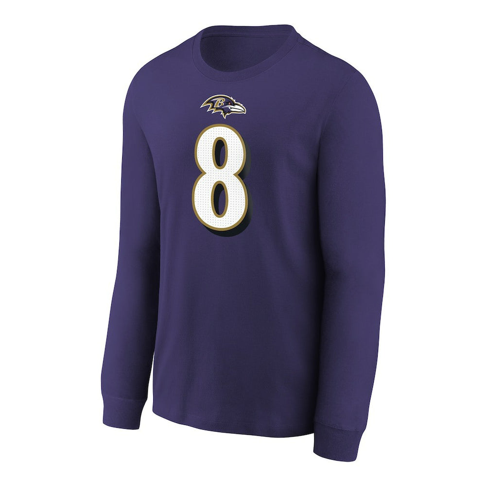 Lamar Jackson Baltimore Ravens Youth Player Name & Number Long Sleeve T-Shirt - Purple T-shirts