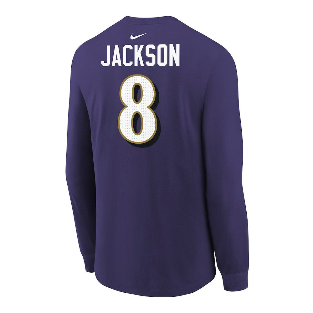 Lamar Jackson Baltimore Ravens Youth Player Name & Number Long Sleeve T-Shirt - Purple T-shirts