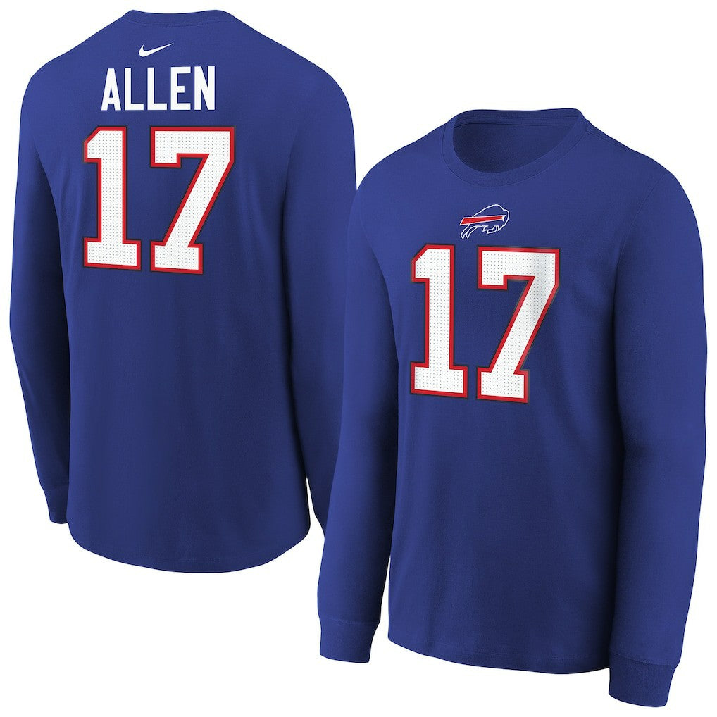 Josh Allen Buffalo Bills Youth Player Name & Number Long Sleeve T-Shirt - Royal T-shirts