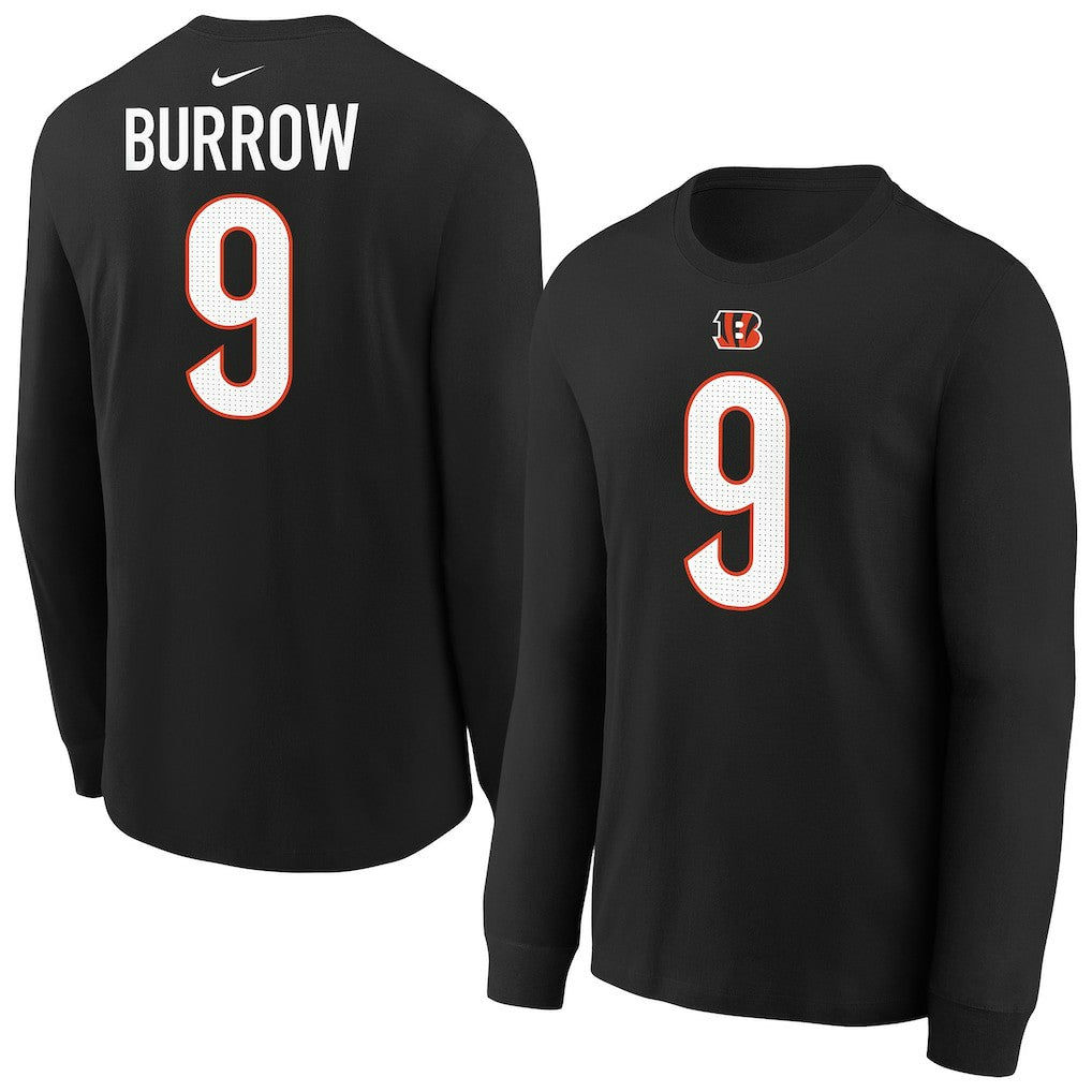 Joe Burrow Cincinnati Bengals Youth Player Name & Number Long Sleeve T-Shirt - Black T-shirts