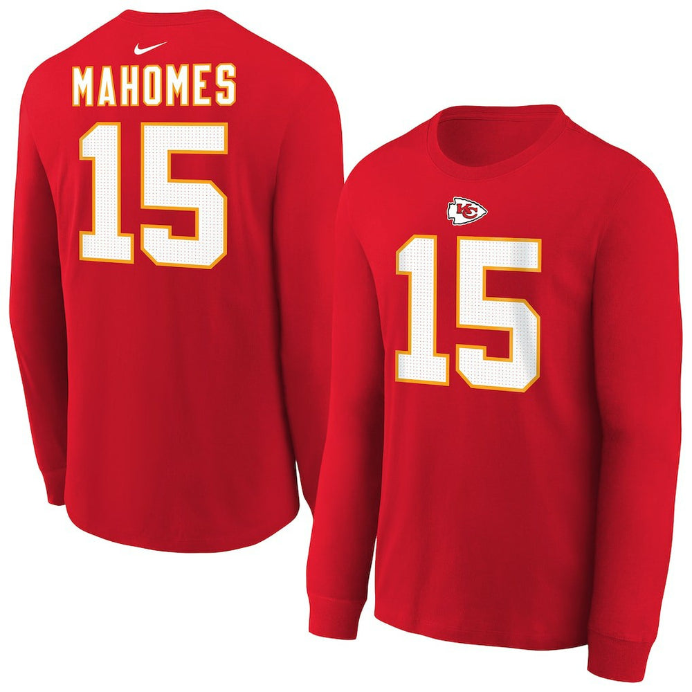 Patrick Mahomes Kansas City Chiefs Youth Player Name & Number Long Sleeve T-Shirt - Red T-shirts