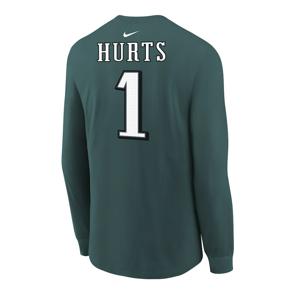 Jalen Hurts Philadelphia Eagles Youth Player Name & Number Long Sleeve T-Shirt - Midnight Green T-shirts