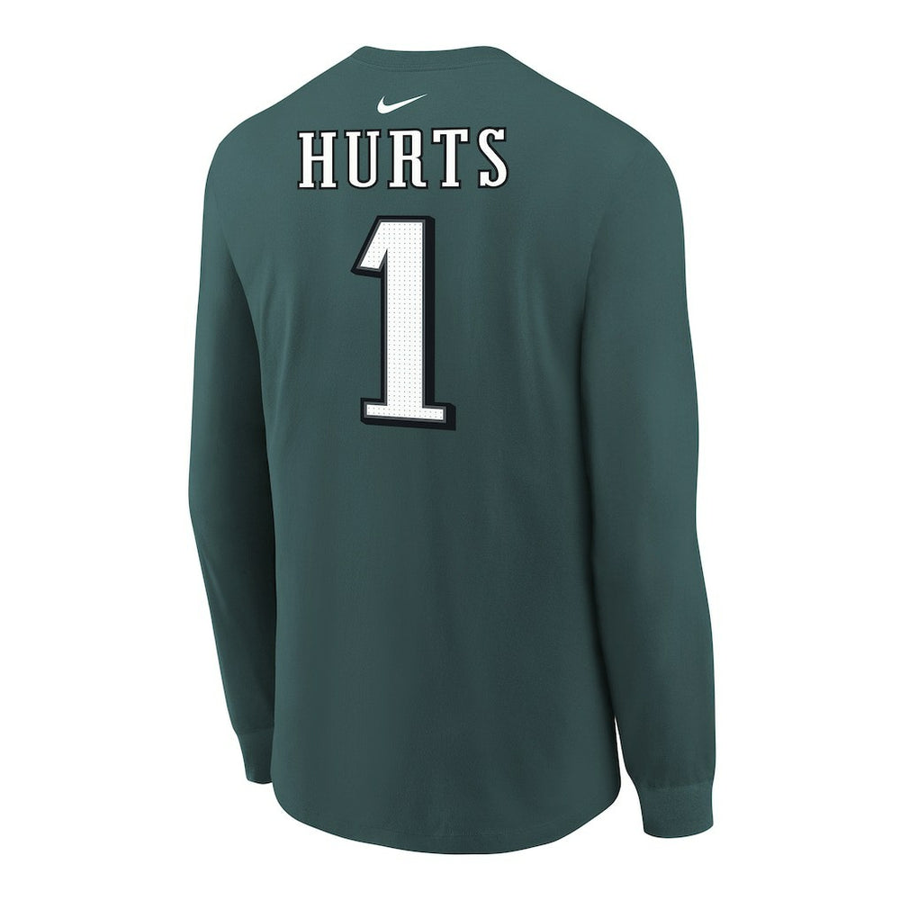 Jalen Hurts Philadelphia Eagles Youth Player Name & Number Long Sleeve T-Shirt - Midnight Green T-shirts