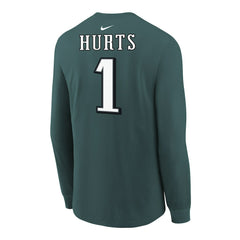 Jalen Hurts Philadelphia Eagles Youth Player Name & Number Long Sleeve T-Shirt - Midnight Green T-shirts