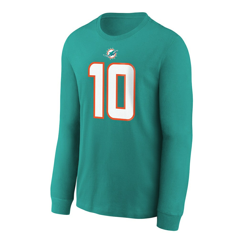 Tyreek Hill Miami Dolphins Youth Player Name & Number Long Sleeve T-Shirt - Aqua T-shirts