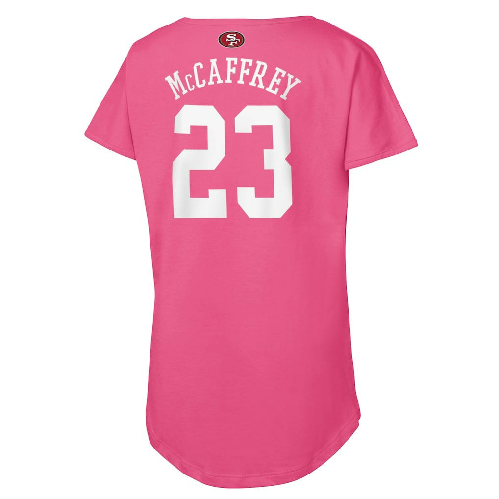 Christian McCaffrey San Francisco 49ers Girls Youth Player Name & Number T-Shirt - Pink T-shirts